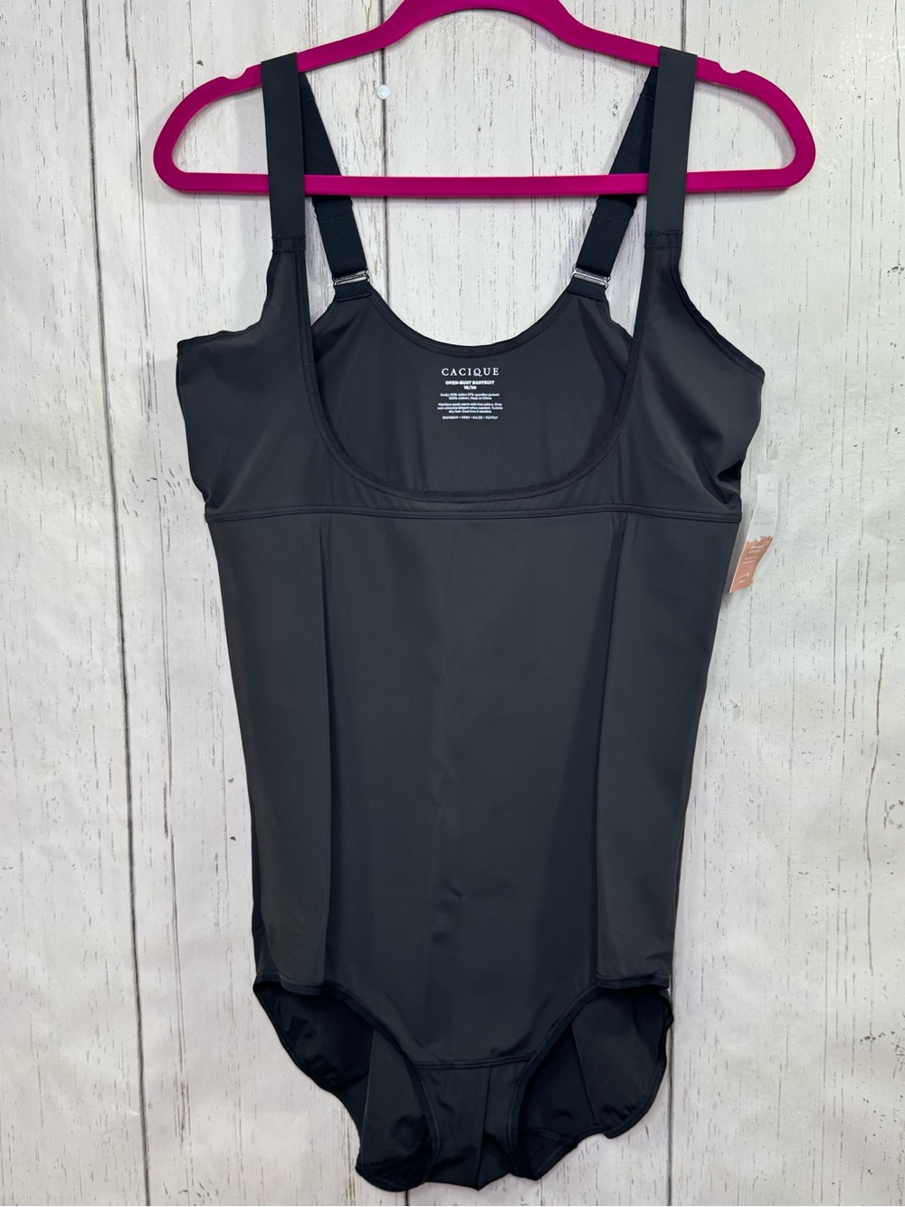 Cacique Open Bust Bodysuit Shapewear Black Plus Size 18/20 Tummy Control NWT